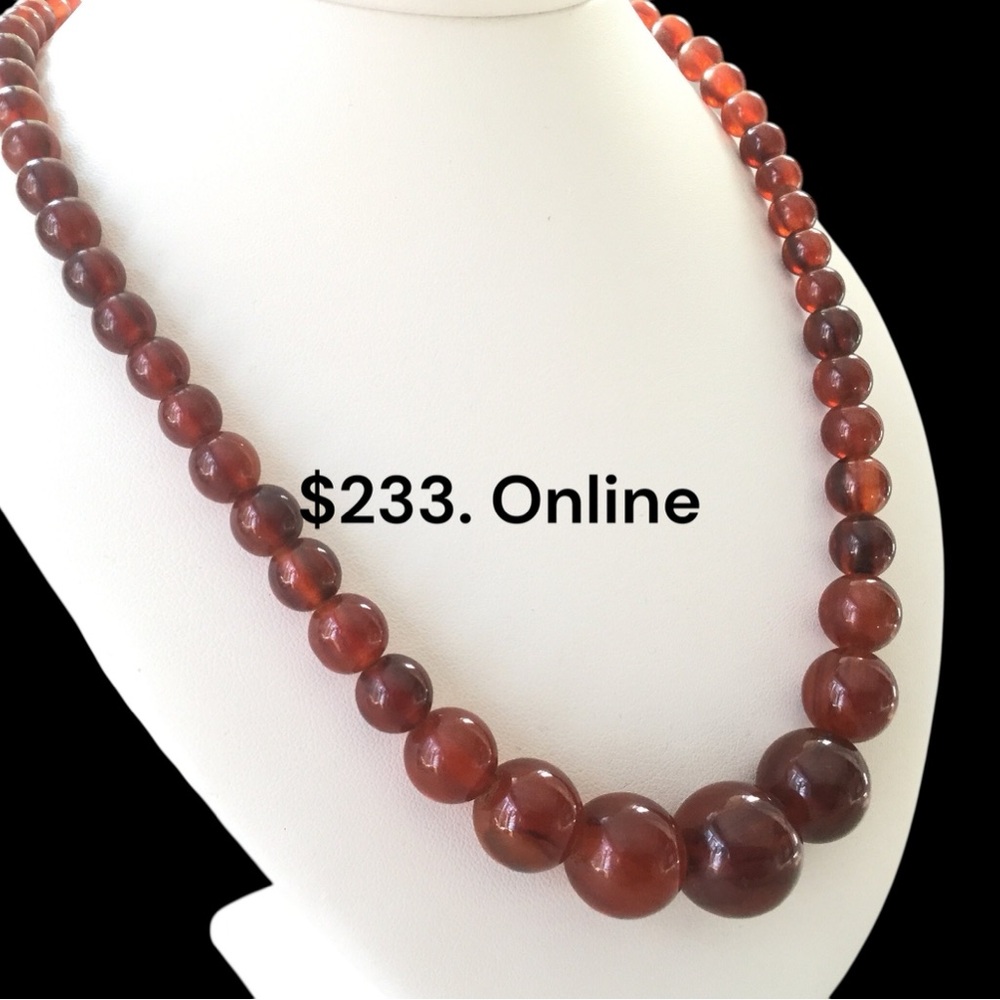 Vintage Cherry Amber Bake-light Bead Necklace - Picture 3 of 9